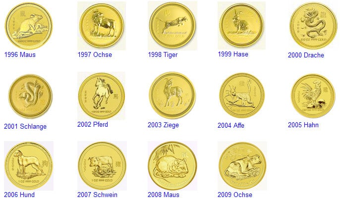 Bilder Lunar Serie 1996 bis 2007 in Gold