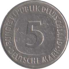 5 Mark 1977 Value side Germany FRG