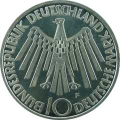 10 Mark 1972 Value side Germany memorial coins