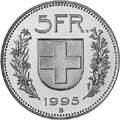 5 Franken 1995 Value side Schweiz 
