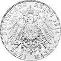 Deutschland Kaiserreich Sachsen-Meiningen 3 Mark 1911 Wertseite Münze anzeigen 3 Mark 1911 Wertseite Deutschland Kaiserreich