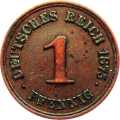 German Empire Central 1 Pfennig 1875 Value side show coin 1 Pfennig 1875 Value side German Empire