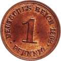German Empire Central 1 Pfennig 1892 Value side show coin 1 Pfennig 1892 Value side German Empire