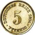 German Empire Central 5 Pfennig 1874 Value side show coin 5 Pfennig 1874 Value side German Empire