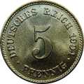 German Empire Central 5 Pfennig 1904 Value side show coin 5 Pfennig 1904 Value side German Empire