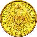 Deutschland Kaiserreich Anhalt 20 Mark 1904 Wertseite Münze anzeigen 20 Mark 1904 Wertseite Deutschland Kaiserreich