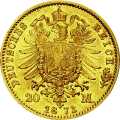 Deutschland Kaiserreich Baden 20 Mark 1872 Wertseite Münze anzeigen 20 Mark 1872 Wertseite Deutschland Kaiserreich