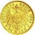 Deutschland Kaiserreich Baden 20 Mark 1894 Wertseite Münze anzeigen 20 Mark 1894 Wertseite Deutschland Kaiserreich