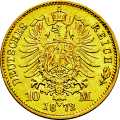 Deutschland Kaiserreich Bayern 10 Mark 1873 Wertseite Münze anzeigen 10 Mark 1873 Wertseite Deutschland Kaiserreich