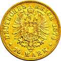 Deutschland Kaiserreich Bayern 10 Mark 1874 Wertseite Münze anzeigen 10 Mark 1874 Wertseite Deutschland Kaiserreich