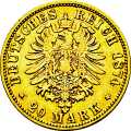 Deutschland Kaiserreich Bayern 20 Mark 1874 Wertseite Münze anzeigen 20 Mark 1874 Wertseite Deutschland Kaiserreich