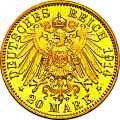 Deutschland Kaiserreich Bayern 20 Mark 1914 Wertseite Münze anzeigen 20 Mark 1914 Wertseite Deutschland Kaiserreich