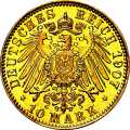 Deutschland Kaiserreich Bremen 10 Mark 1907 Wertseite Münze anzeigen 10 Mark 1907 Wertseite Deutschland Kaiserreich