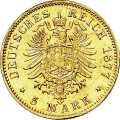 Deutschland Kaiserreich Hessen 5 Mark 1877 Wertseite Münze anzeigen 5 Mark 1877 Wertseite Deutschland Kaiserreich
