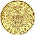 Deutschland Kaiserreich Hessen 20 Mark 1900 Wertseite Münze anzeigen 20 Mark 1900 Wertseite Deutschland Kaiserreich