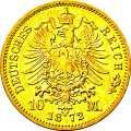 Deutschland Kaiserreich Mecklenburg-Schwerin 10 Mark 1872 Wertseite Münze anzeigen 10 Mark 1872 Wertseite Deutschland Kaiserreich