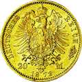Deutschland Kaiserreich Mecklenburg-Schwerin 20 Mark 1872 Wertseite Münze anzeigen 20 Mark 1872 Wertseite Deutschland Kaiserreich