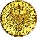 Deutschland Kaiserreich Mecklenburg-Schwerin 10 Mark 1901 Wertseite Münze anzeigen 10 Mark 1901 Wertseite Deutschland Kaiserreich