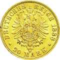 Deutschland Kaiserreich Preußen 20 Mark 1888 Wertseite Münze anzeigen 20 Mark 1888 Wertseite Deutschland Kaiserreich