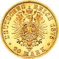 Deutschland Kaiserreich Reuss ältere Linie Greiz 20 Mark 1875 Wertseite Münze anzeigen 20 Mark 1875 Wertseite Deutschland Kaiserreich