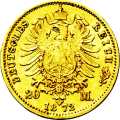 Deutschland Kaiserreich Sachsen 20 Mark 1872 Wertseite Münze anzeigen 20 Mark 1872 Wertseite Deutschland Kaiserreich
