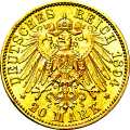 Deutschland Kaiserreich Sachsen 20 Mark 1894 Wertseite Münze anzeigen 20 Mark 1894 Wertseite Deutschland Kaiserreich