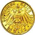 Deutschland Kaiserreich Sachsen 20 Mark 1903 Wertseite Münze anzeigen 20 Mark 1903 Wertseite Deutschland Kaiserreich