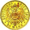 Deutschland Kaiserreich Sachsen 20 Mark 1905 Wertseite Münze anzeigen 20 Mark 1905 Wertseite Deutschland Kaiserreich
