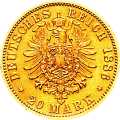 Deutschland Kaiserreich Sachsen-Coburg-Gotha 20 Mark 1886 Wertseite Münze anzeigen 20 Mark 1886 Wertseite Deutschland Kaiserreich