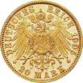 Deutschland Kaiserreich Sachsen-Meiningen 20 Mark 1900 Wertseite Münze anzeigen 20 Mark 1900 Wertseite Deutschland Kaiserreich