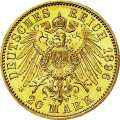 Deutschland Kaiserreich Schwarzburg-Sondershausen 20 Mark 1896 Wertseite Münze anzeigen 20 Mark 1896 Wertseite Deutschland Kaiserreich