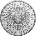 Deutschland KRGM Anhalt 5 Mark 1914 Wertseite Münze anzeigen 5 Mark 1914 Wertseite Deutschland KRGM