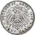 Deutschland KRGM Sachsen-Altenburg 5 Mark 1903 Wertseite Münze anzeigen 5 Mark 1903 Wertseite Deutschland KRGM