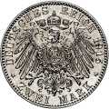 Deutschland KRGM Sachsen-Meiningen 2 Mark 1914 Wertseite Münze anzeigen 2 Mark 1914 Wertseite Deutschland KRGM