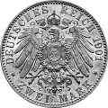 Deutschland KRGM Sachsen-Weimar-Eisenach 2 Mark 1901 Wertseite Münze anzeigen 2 Mark 1901 Wertseite Deutschland KRGM