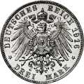 Deutschland KRGM Württemberg 3 Mark 1916 Wertseite Münze anzeigen 3 Mark 1916 Wertseite Deutschland KRGM
