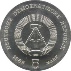 5 Mark 1969 Value side Germany GDR