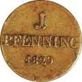 1 Pfennig 1829 Value side Germany German States