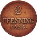 2 Pfennig 1824 Value side Germany German States