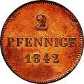 2 Pfennig 1842 Value side Germany German States