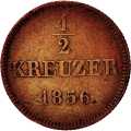 0.5 Kreuzer 1856 Value side Germany German States