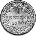 1 Kreuzer 1839 Value side Germany German States