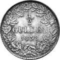 0.5 Gulden 1838 Value side Germany German States