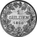1 Gulden 1860 Value side Germany German States