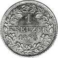 1 Kreuzer 1858 Value side Germany German States