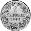 6 Kreuzer 1866 Wertseite Deutschland Altdeutschland