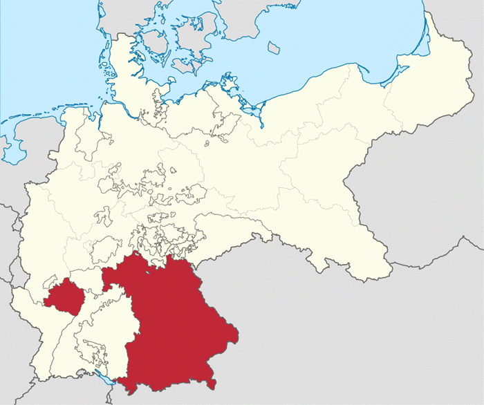 Lage und Karte des Königreichs Bayern