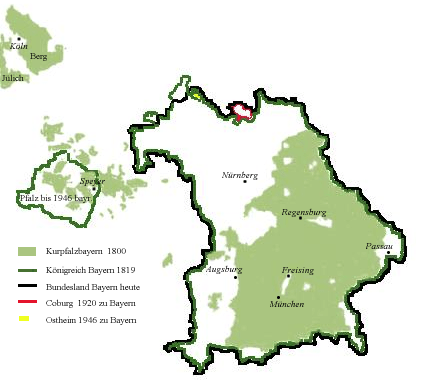 Lage und Karte des Königreichs Bayern