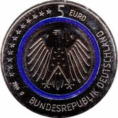 5 Euro memorial coin from Germany 2016 value side
