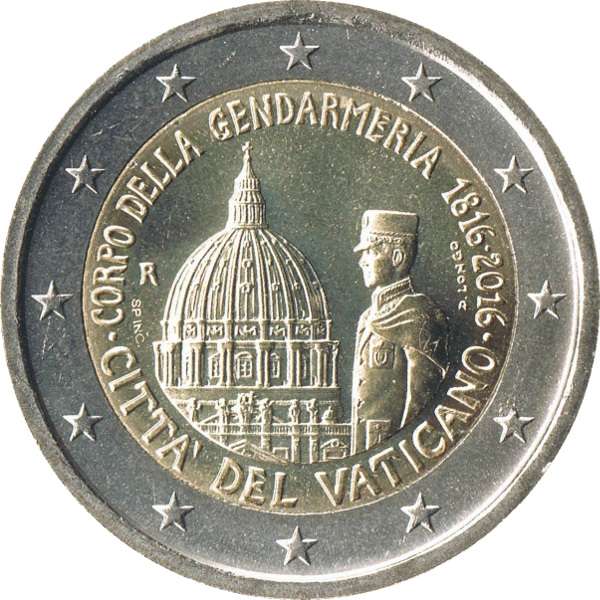 Picture side: 2 Euro memorial coin 2016 City of Vatican 